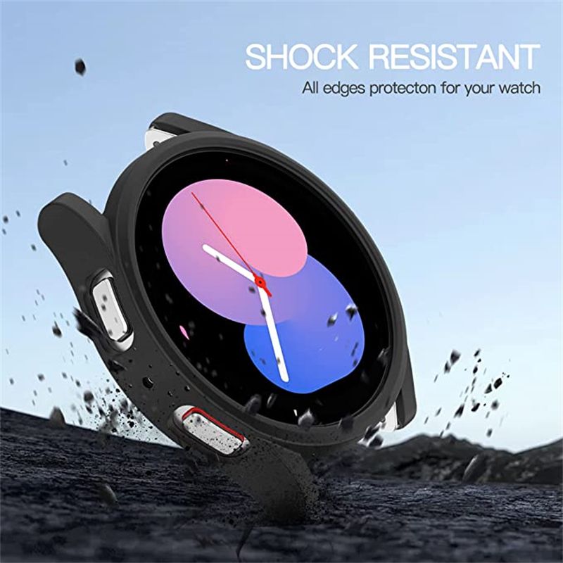 (black)Watch Case For Samsung Galaxy Watch 5 4 40mm 44mm No Screen Protector PC Matte Case All-Around Bumper Shell For Watch 5 Pro 45mm RA