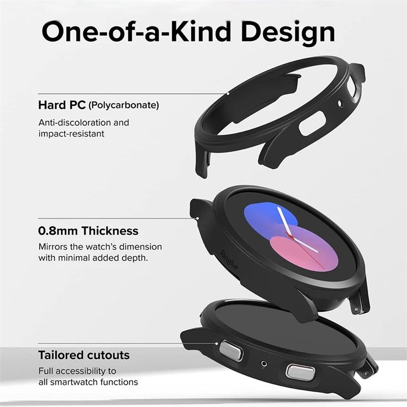 (black)Watch Case For Samsung Galaxy Watch 5 4 40mm 44mm No Screen Protector PC Matte Case All-Around Bumper Shell For Watch 5 Pro 45mm RA