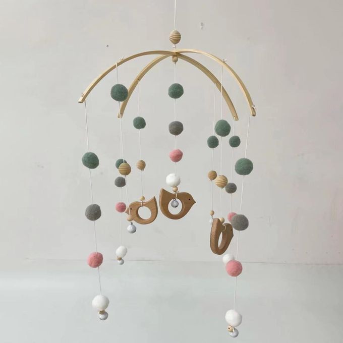 Baby Bedroom Ceiling Wooden Beads Wind Chime Hanging For Nursery Birds