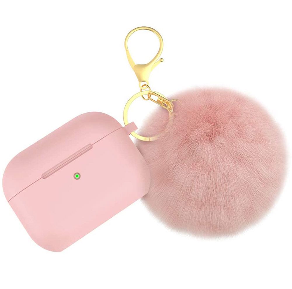 Protective Cover With Cute Pompon Keychain For AirPods Pro