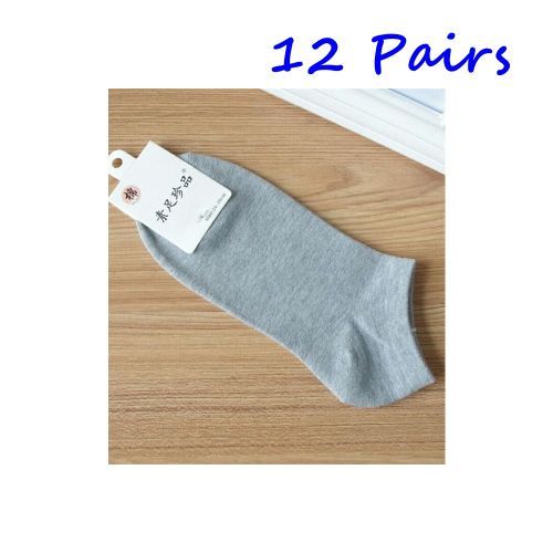Sharp Cotton Ankle Socks A Dozen (12 Pairs)-Grey