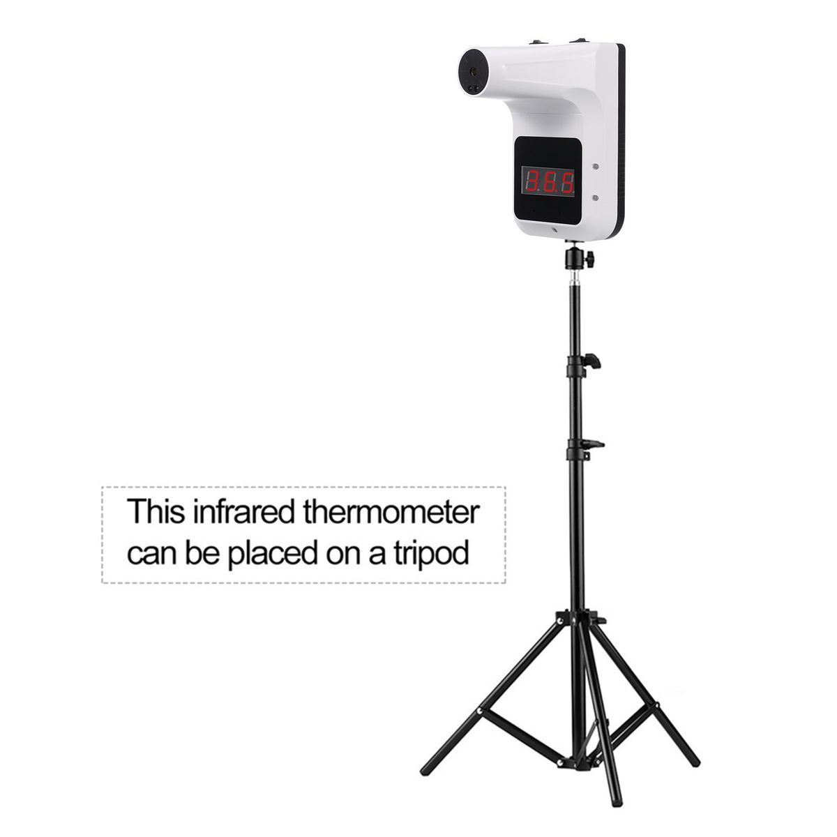 Non-contact Infrared Thermometer Auto Intelligent Forehead Thermometer Double Color Backligt °C/°F Switch 1S Fast Measurement, High Temperature Buzzer Alarm, Wall Hanging or Tripod Support, USB Rechargeable