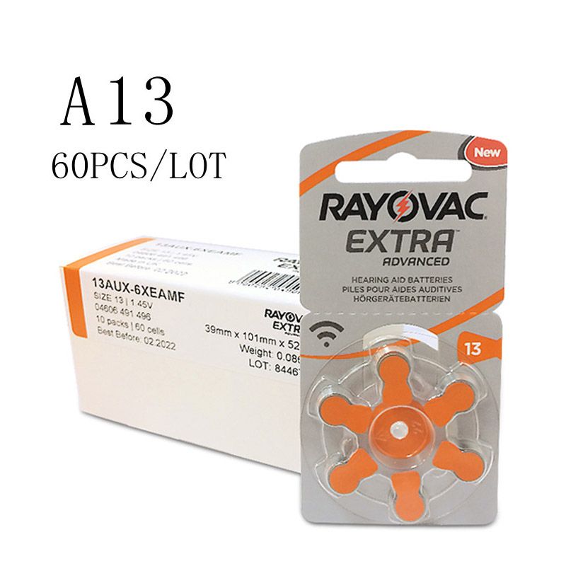 60 PCS Rayovac Extra Zinc Air Hearing Aid Batteries A13 13A 13 P13 PR48 Hearing Aid A13