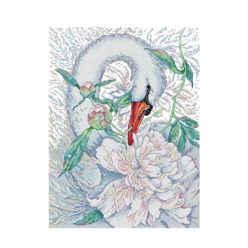 Stamped Kits Preprinted Embroidery Cloth White Swan