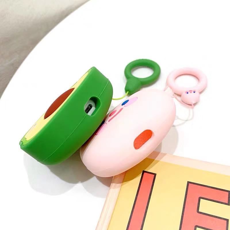 Cute 3D Fruit Pink Peach Avocado Bluetooth Wireless Silicone Case For Airpods Pro 3 2 Charging Headphone Cover Strap Ring