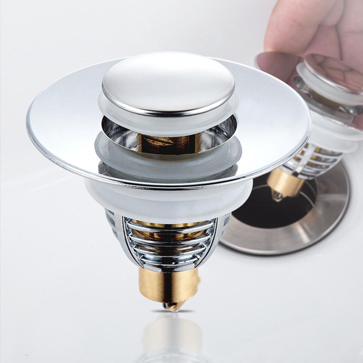 Drain Hole Cover Stainless Steel Sink Plug with Strainer Easy Install Stainless Steel