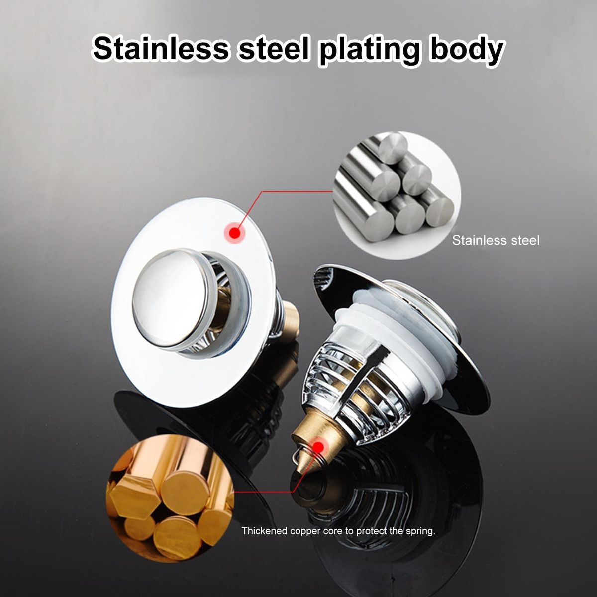 Drain Hole Cover Stainless Steel Sink Plug with Strainer Easy Install Stainless Steel
