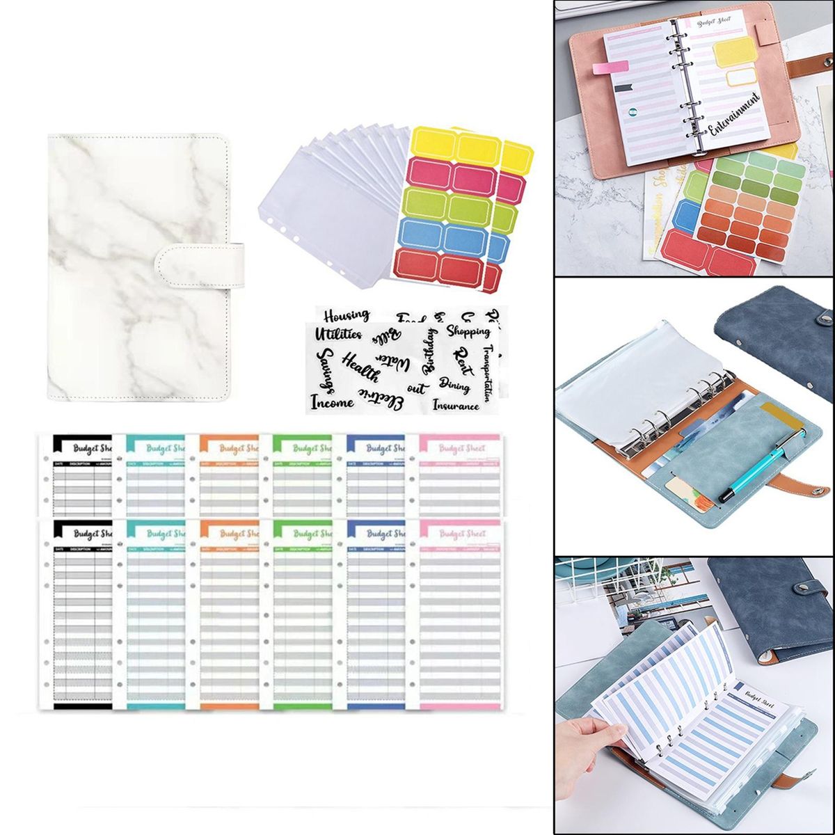 A6 Notebook Binder With Sticker Labels With Expense Budget