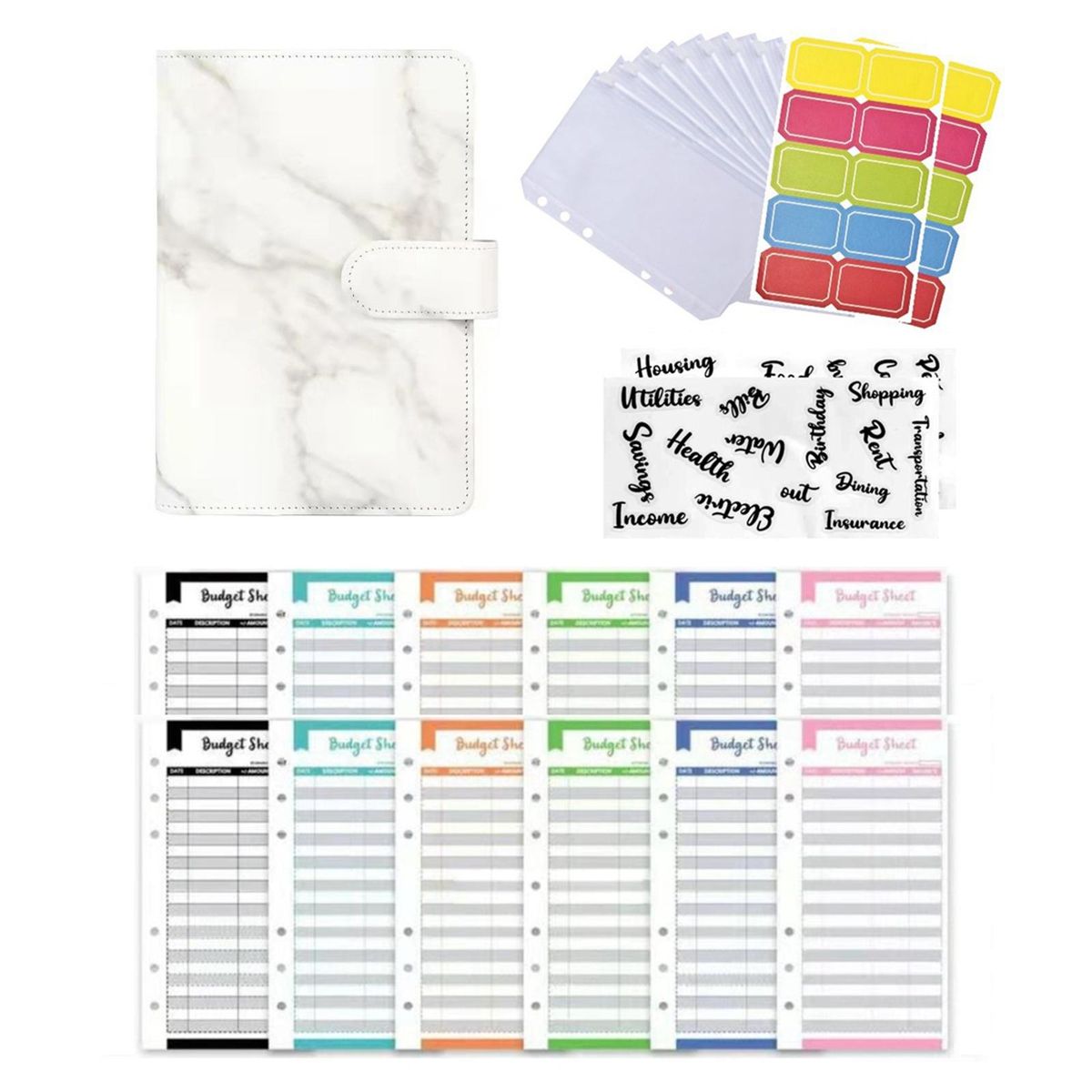 A6 Notebook Binder With Sticker Labels With Expense Budget
