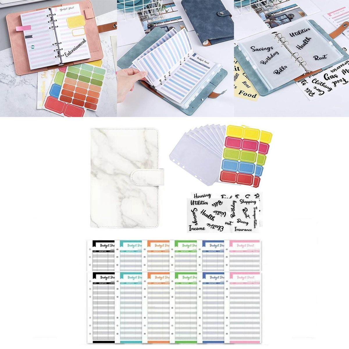 A6 Notebook Binder With Sticker Labels With Expense Budget