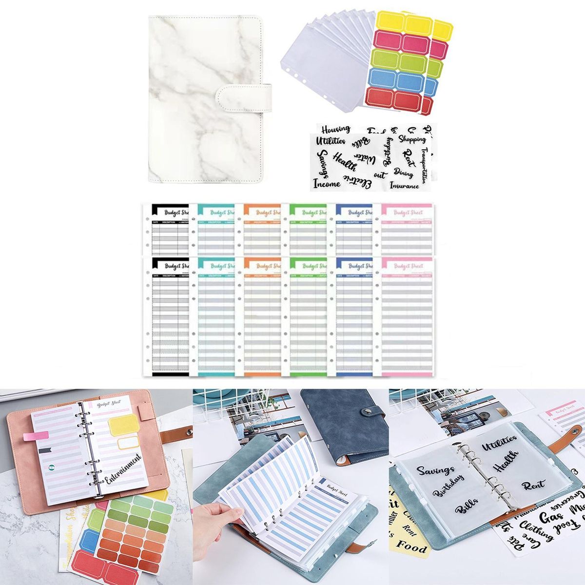 A6 Notebook Binder With Sticker Labels With Expense Budget