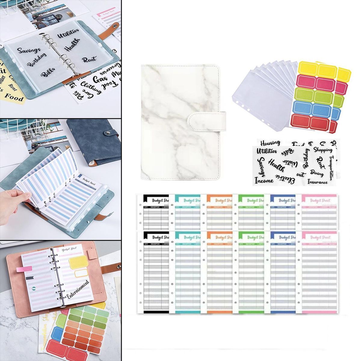 A6 Notebook Binder With Sticker Labels With Expense Budget