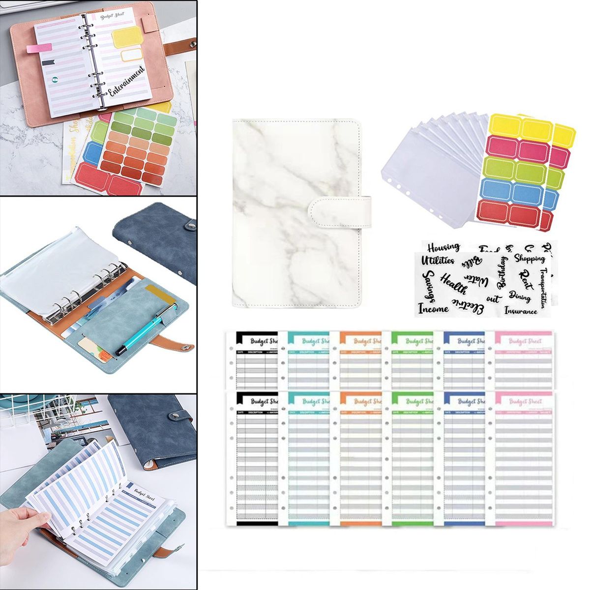 A6 Notebook Binder With Sticker Labels With Expense Budget