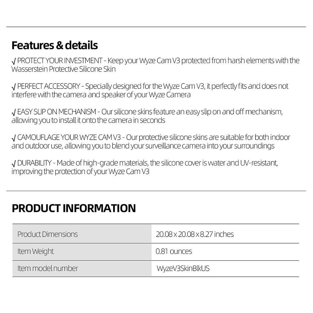 Silicone Skin Camera Case for Cam V3Indoor Outdoor Dust-Proof Protective Cover Case for Cam V3 Accessories