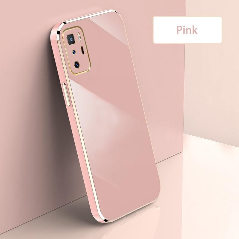 Ultra Thin Plating Phone Case for Poco X3 GT Redmi Note 10 Pro China Lens Protection soft Phone Back Cover-Pink