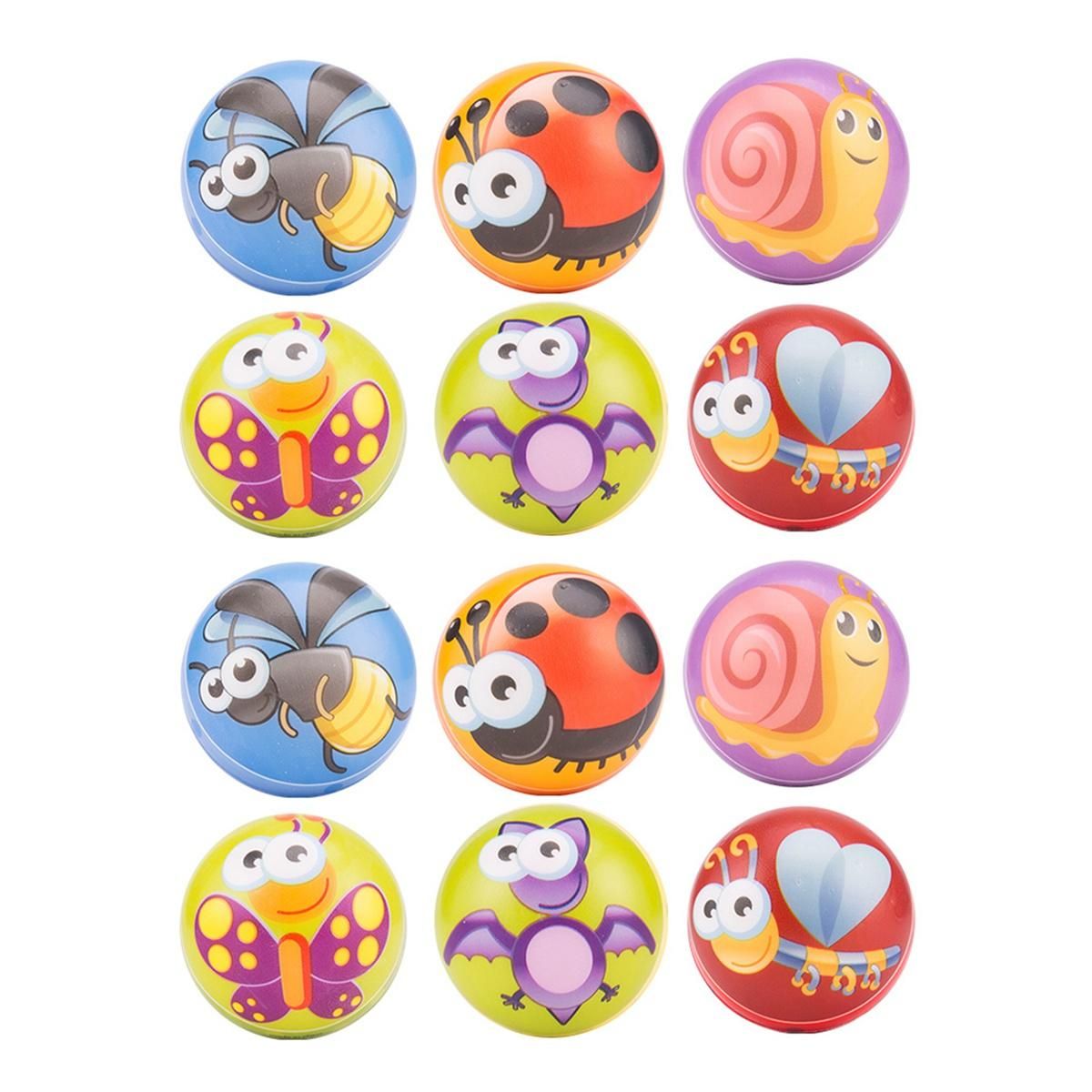 12 Pcs 6.3Cm Cartoon Insect Foam Ball Squeeze Stress