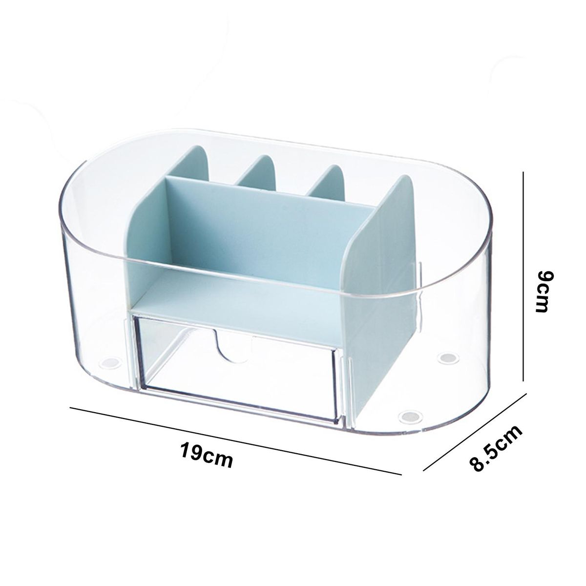 Transparent Cosmetic Organizer with Drawer Stylish Makeup for Home Blue