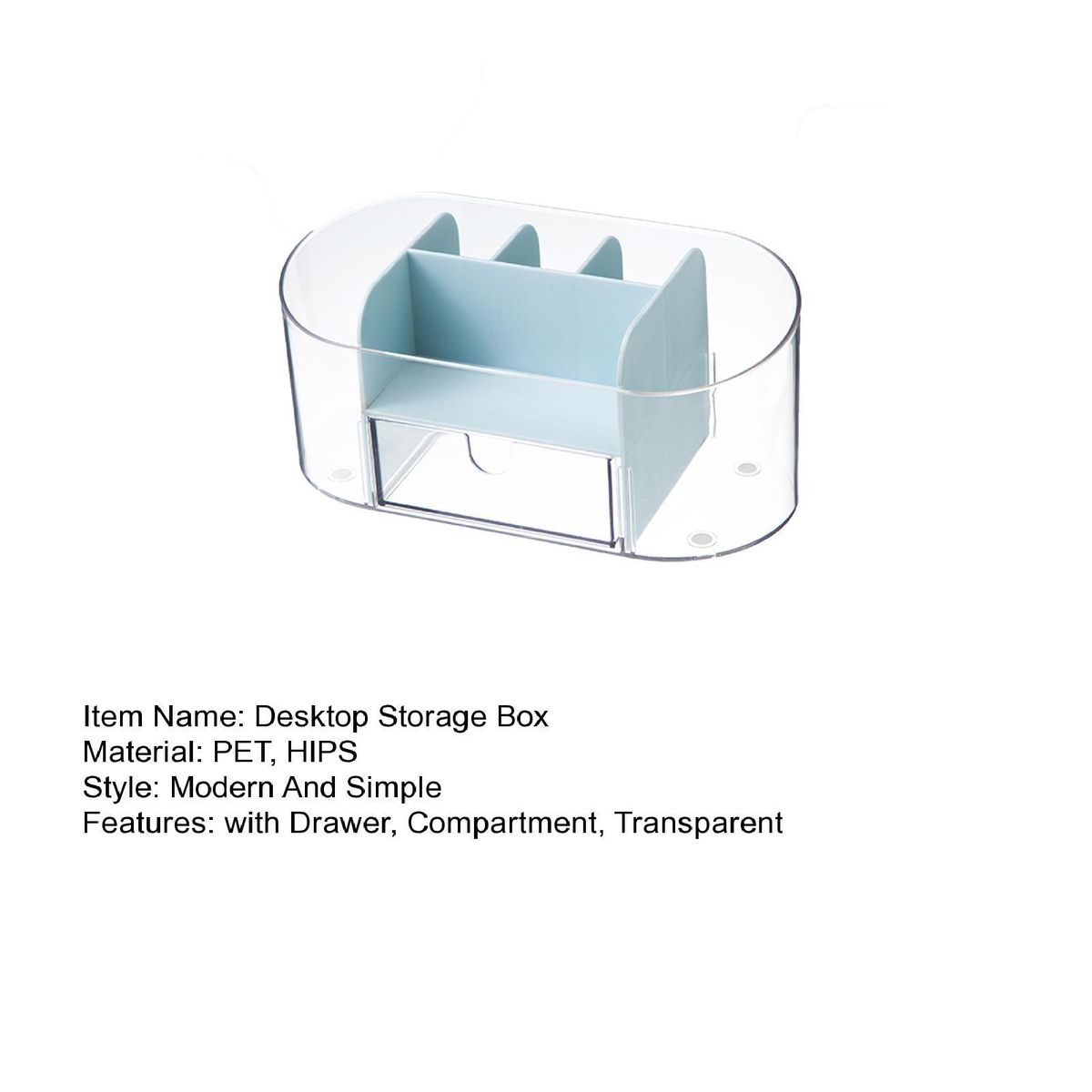 Transparent Cosmetic Organizer with Drawer Stylish Makeup for Home Blue