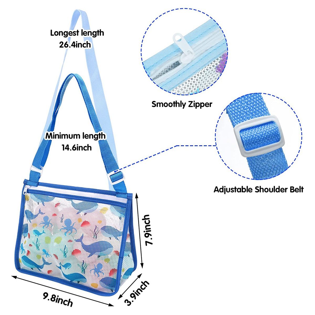 3 Pcs Beach Mesh Bags Beach Toy Kids Mesh Beach Bags
