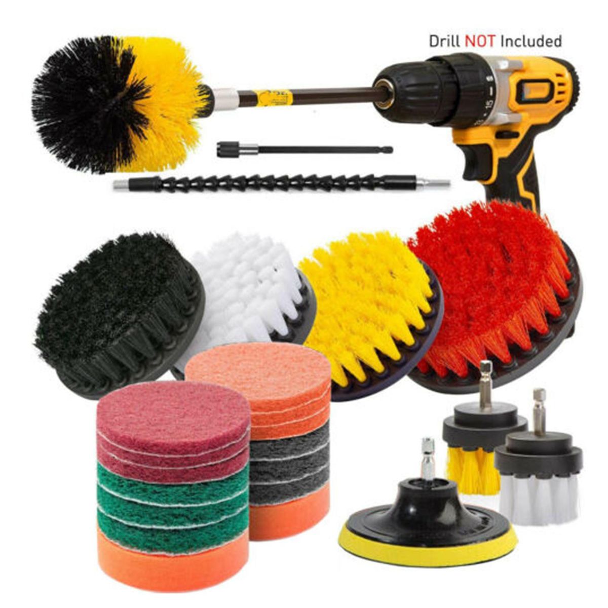24Pcs Drill Brush Attachment Set All-purpose Power Scrubber Cleaning Combo Scrub Tub Cleaner