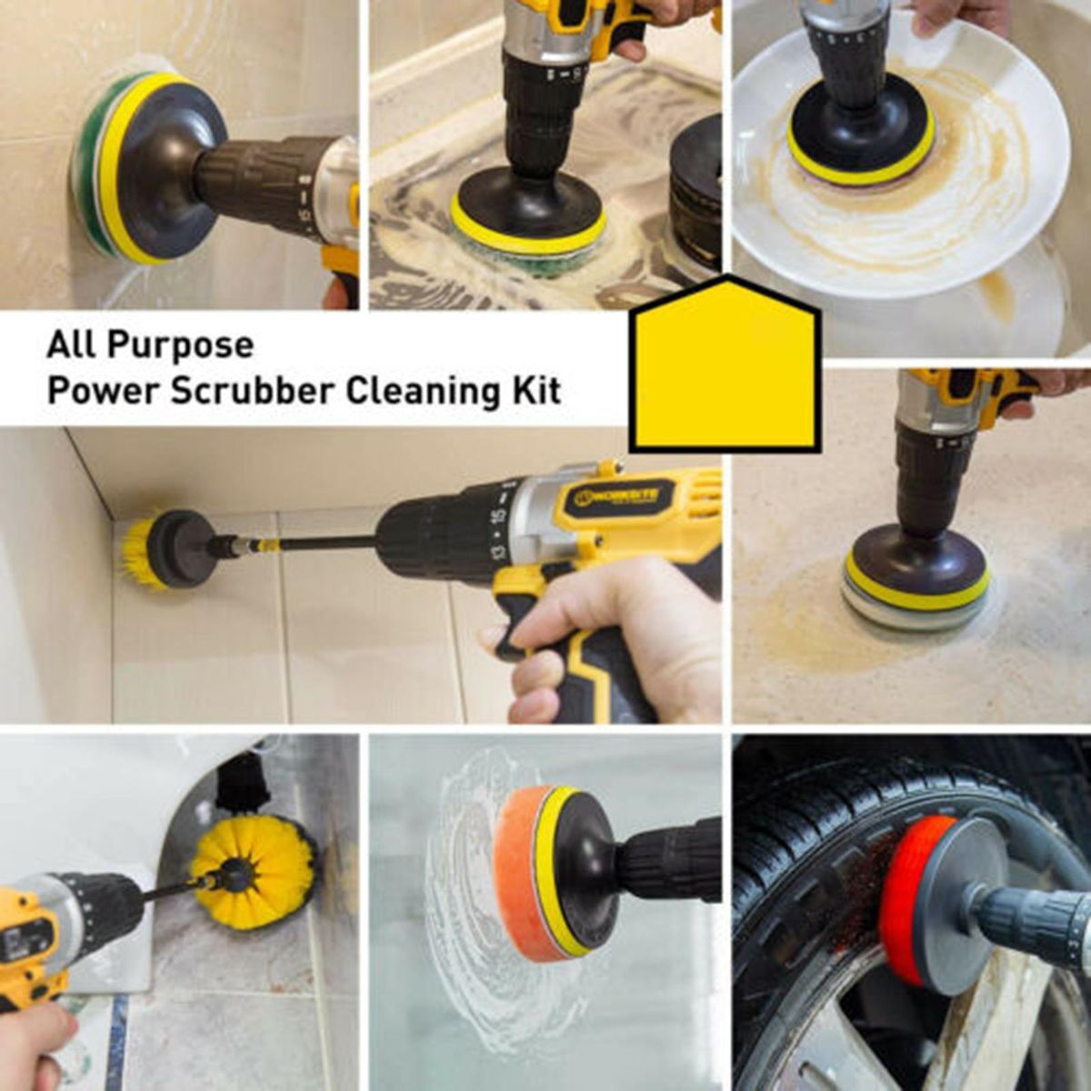 24Pcs Drill Brush Attachment Set All-purpose Power Scrubber Cleaning Combo Scrub Tub Cleaner