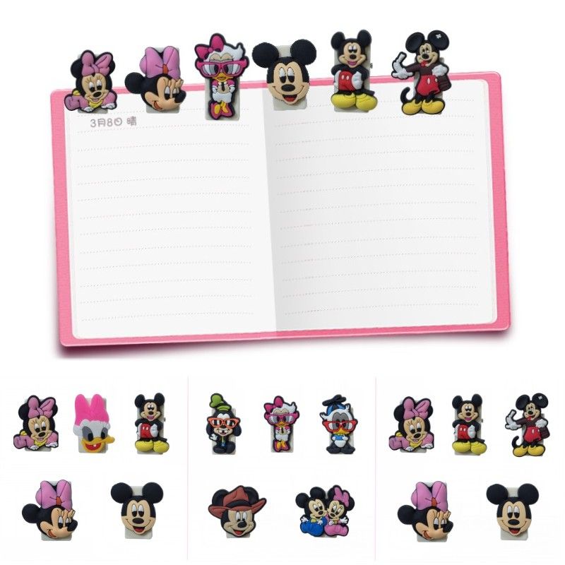 12pcs Mickey Cute Cartoon Bookmarks For Books Card Note At