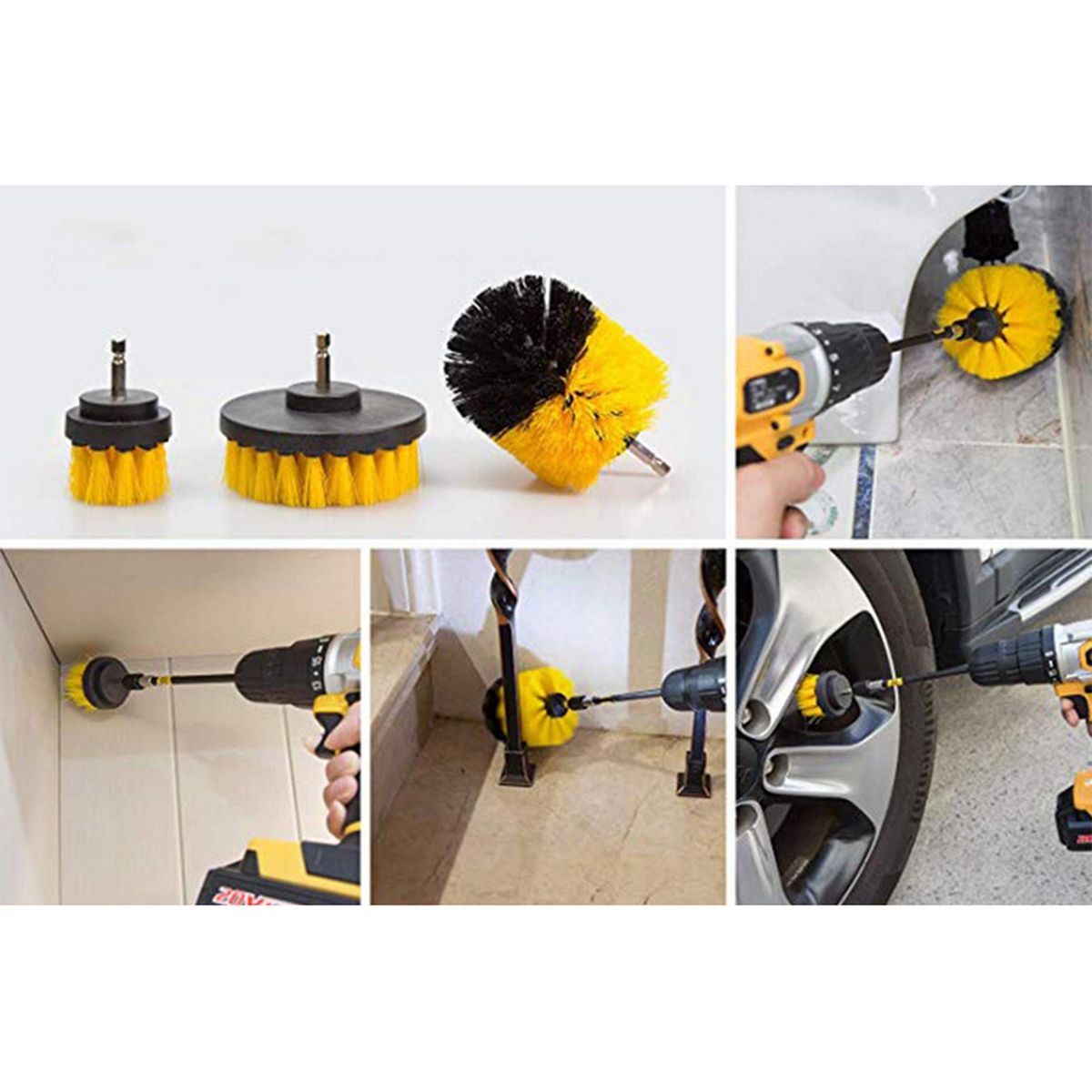 4Pcs/Set Drill Brushes Attachment Kit Drill Scrubbing Brush Cleaner Power Cleaning Bathroom Tub Pool Tile