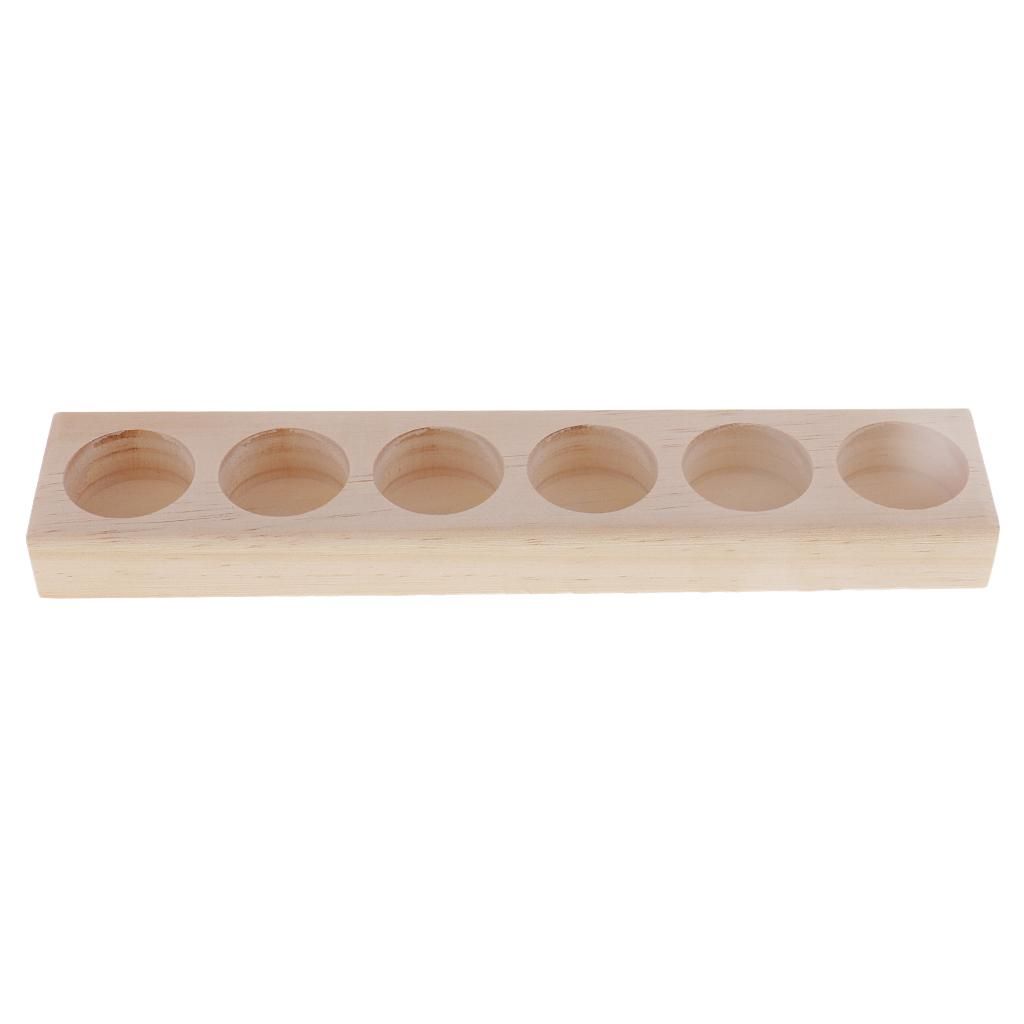 6 Slot Essential Oil Organizer Rack Wooden Storage Case Display Stand