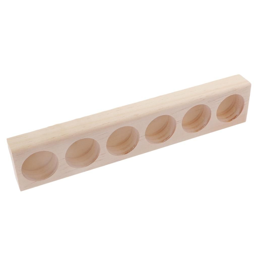 6 Slot Essential Oil Organizer Rack Wooden Storage Case Display Stand