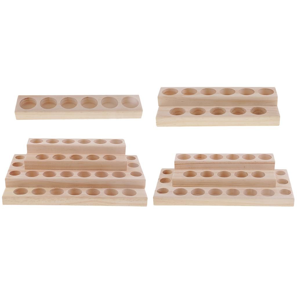 6 Slot Essential Oil Organizer Rack Wooden Storage Case Display Stand