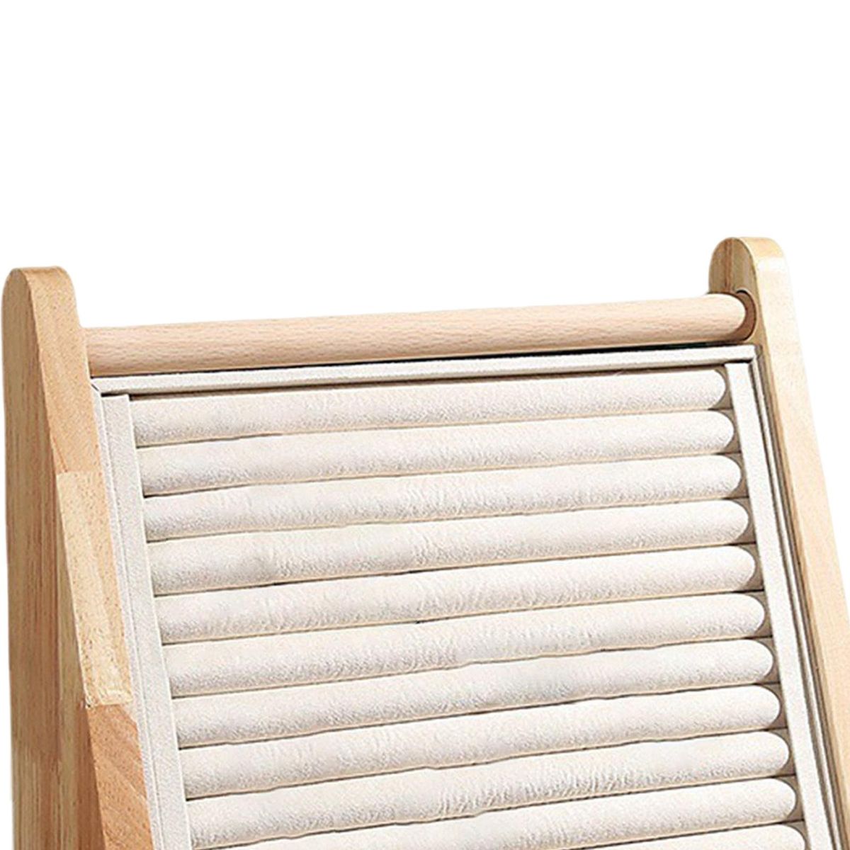 Wood Rings Display Stand Tray Flannel Beige 31x11.5x27cm