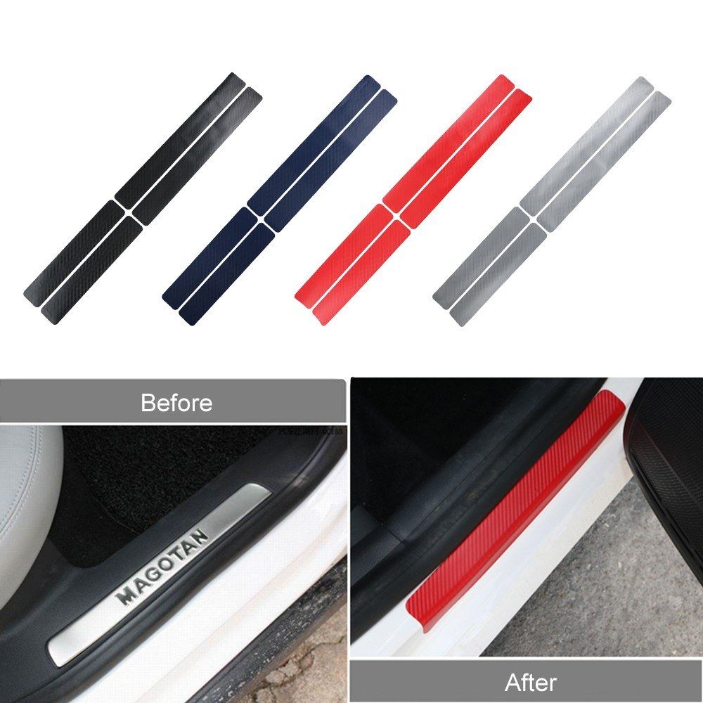 4Pcs Universal 3D Car Threshold Carbon Fiber Sticker Door