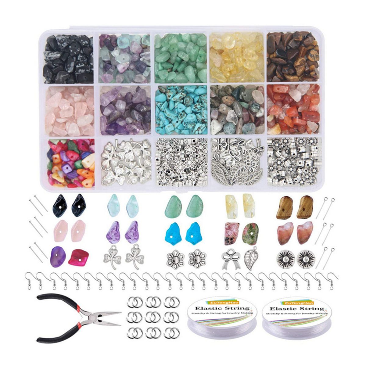 DIY Crystal Jewelry Making Kit With 15 Grids Crystal