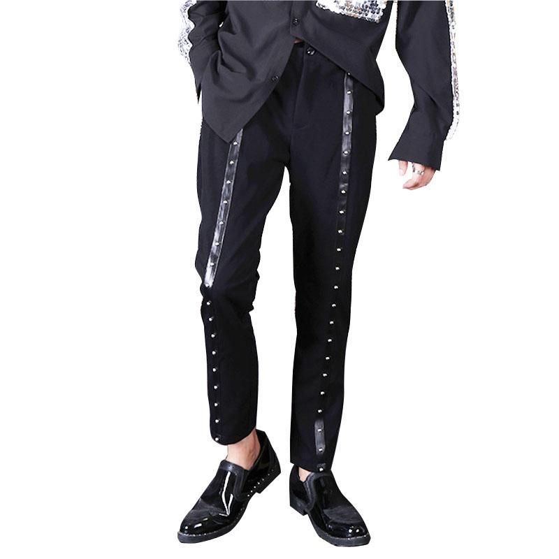 Casual Pants Hip Hop For Men Informal Pants Gothic Punk With Rivets Harem Night Club Singer Clothing Stage