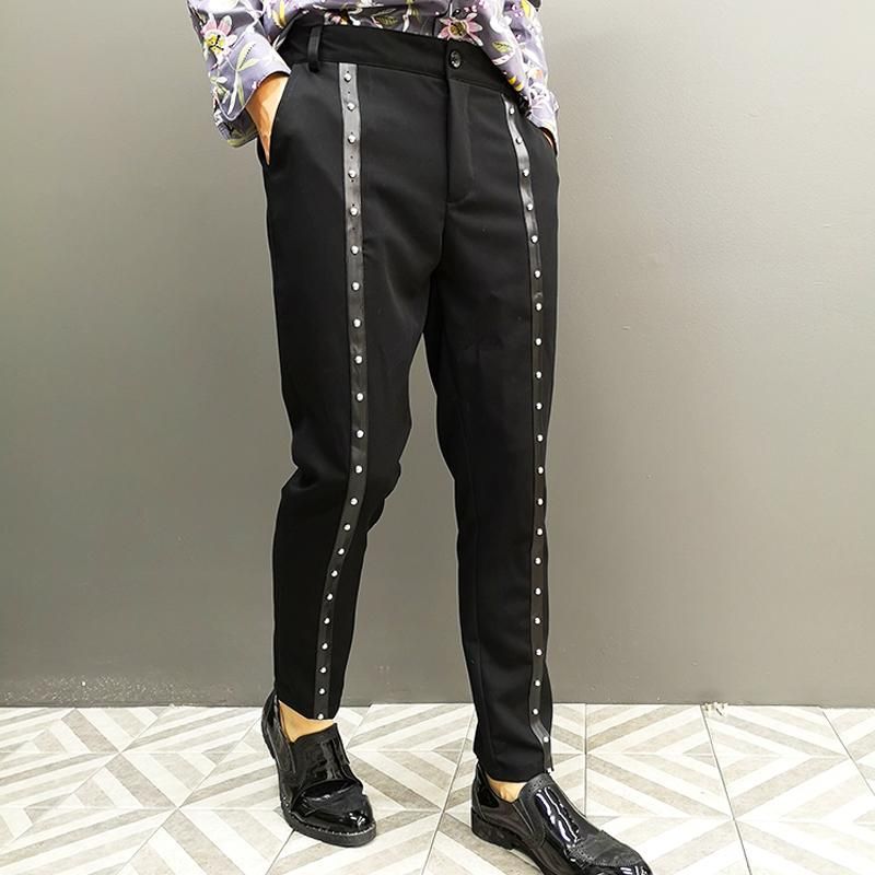 Casual Pants Hip Hop For Men Informal Pants Gothic Punk With Rivets Harem Night Club Singer Clothing Stage