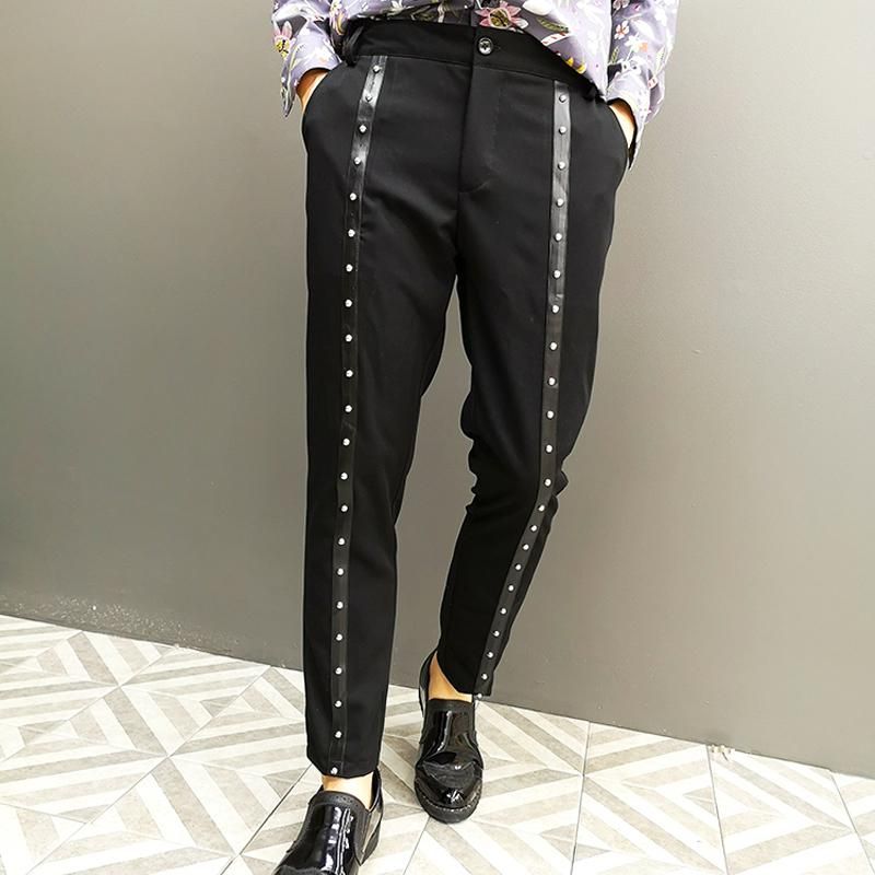 Casual Pants Hip Hop For Men Informal Pants Gothic Punk With Rivets Harem Night Club Singer Clothing Stage