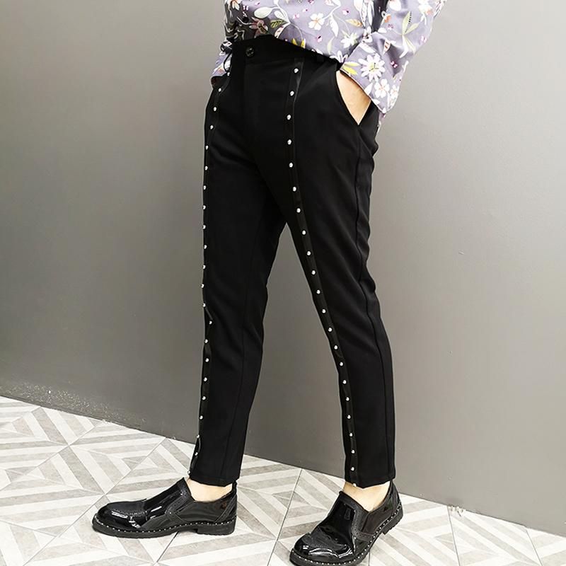 Casual Pants Hip Hop For Men Informal Pants Gothic Punk With Rivets Harem Night Club Singer Clothing Stage