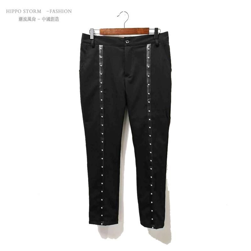 Casual Pants Hip Hop For Men Informal Pants Gothic Punk With Rivets Harem Night Club Singer Clothing Stage