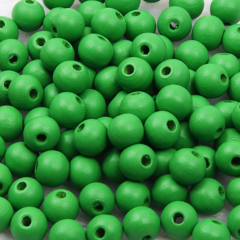 50pcs 10mm Natural Wooden Beads Green Round Shaped Wood Spacer Beads For DIY Crafts Making Bracelet Jewelry Accessories