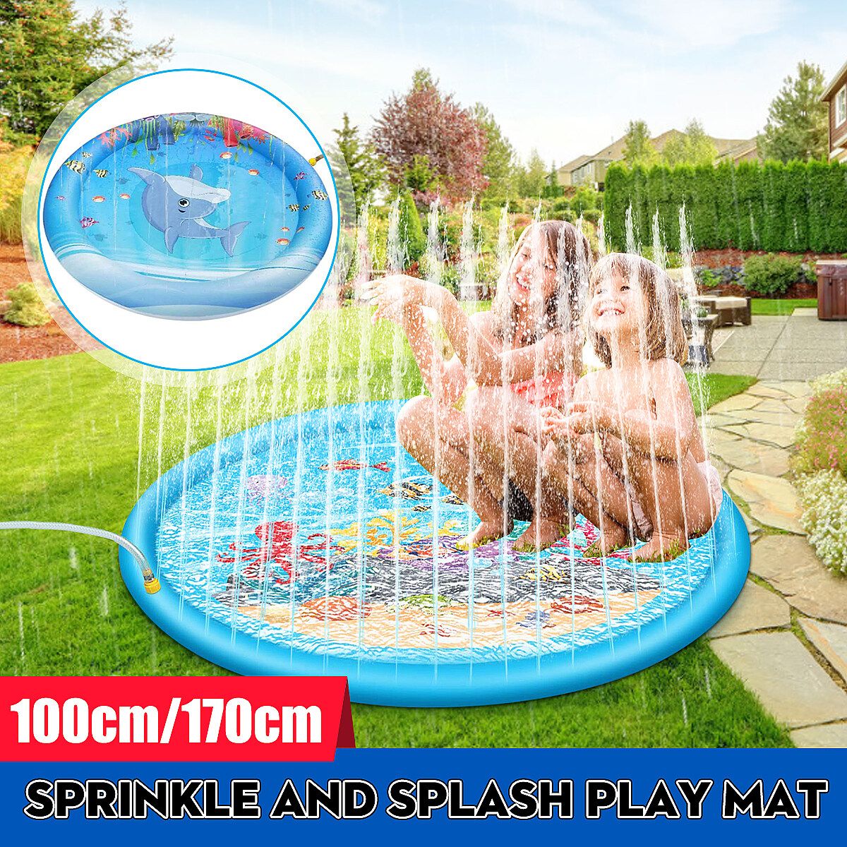 67'' Splash Water Play Mat Sprinkle Splash Play Mat Toy For Outdoor Swimming Beach Lawn Inflatable Sprinkler Pad For Kids 1