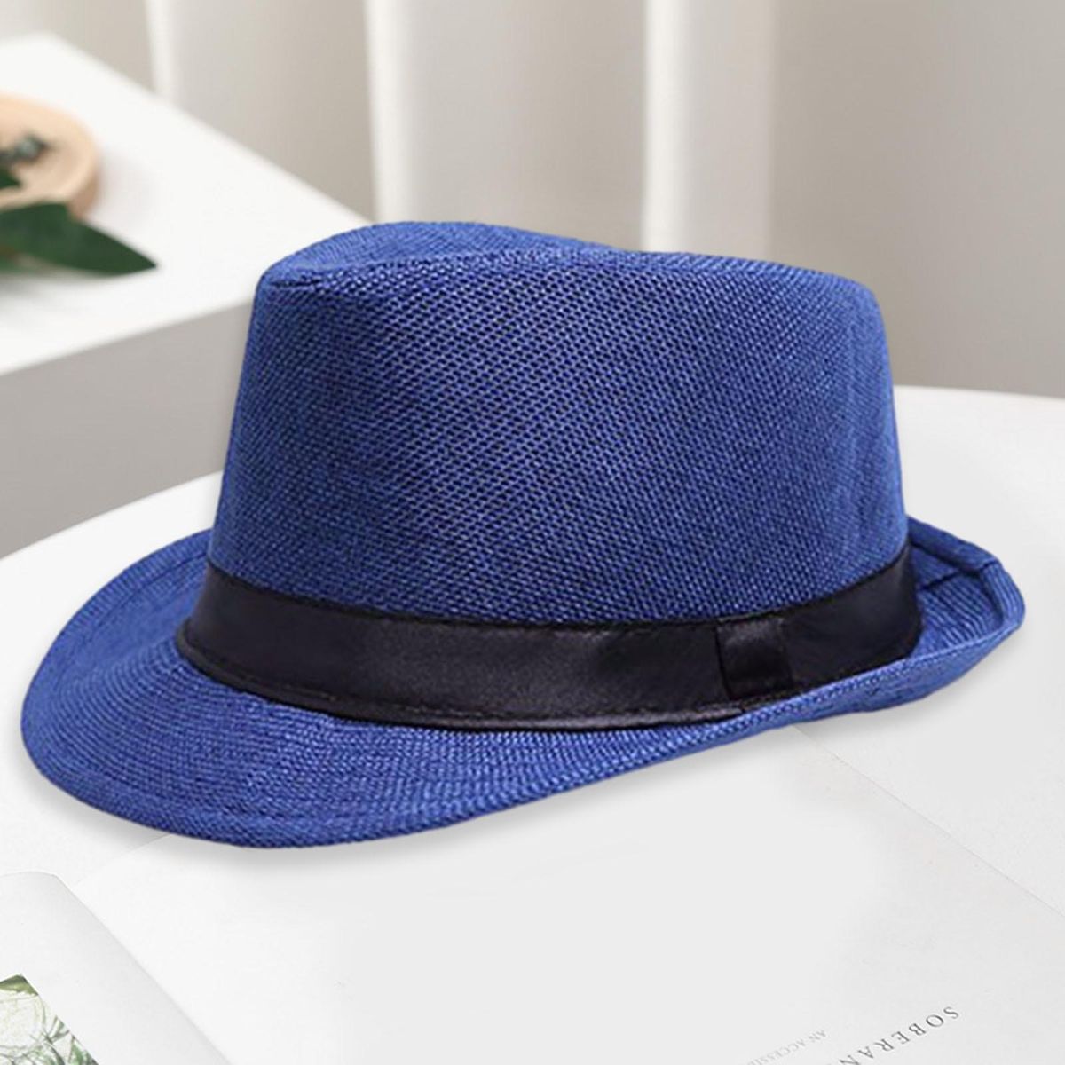 Mid-aged Men Women Hat Urban Chic Wide Brim Hat Stylish for Mid-aged Navy Blue