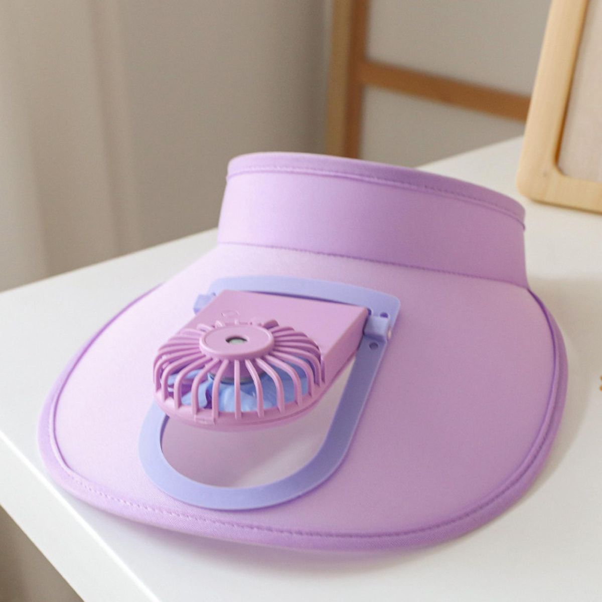 Sun Visor Hat With Fan 3 Speeds Electric Fan Visor Violet