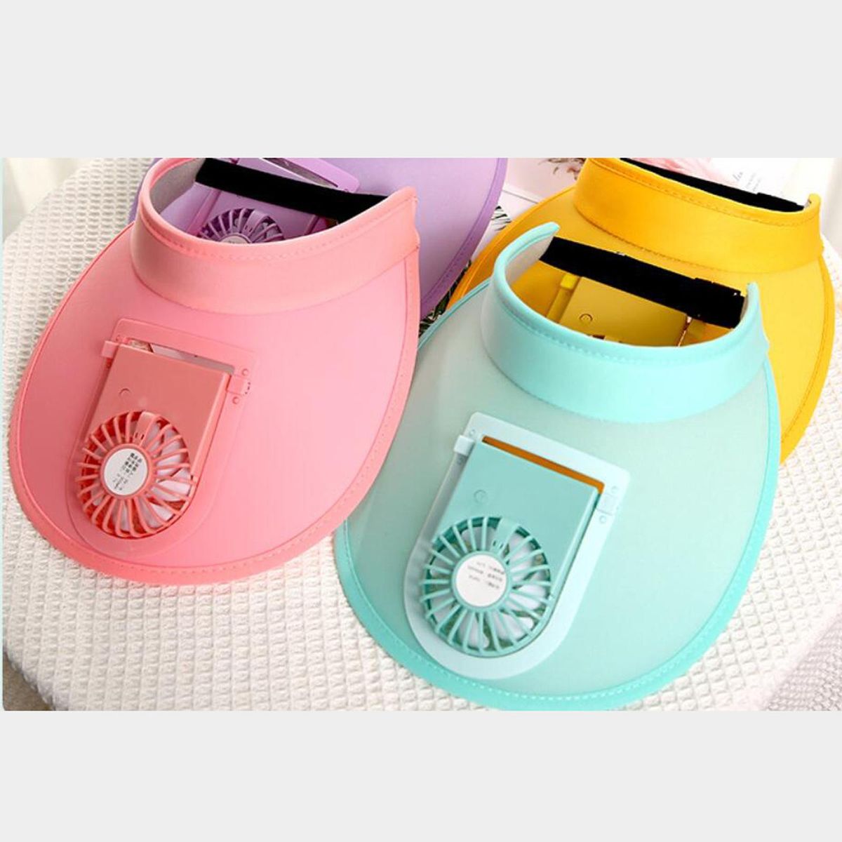 Sun Visor Hat With Fan 3 Speeds Electric Fan Visor Violet