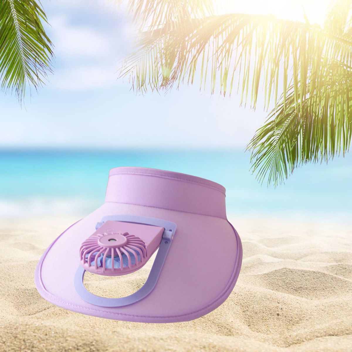 Sun Visor Hat With Fan 3 Speeds Electric Fan Visor Violet