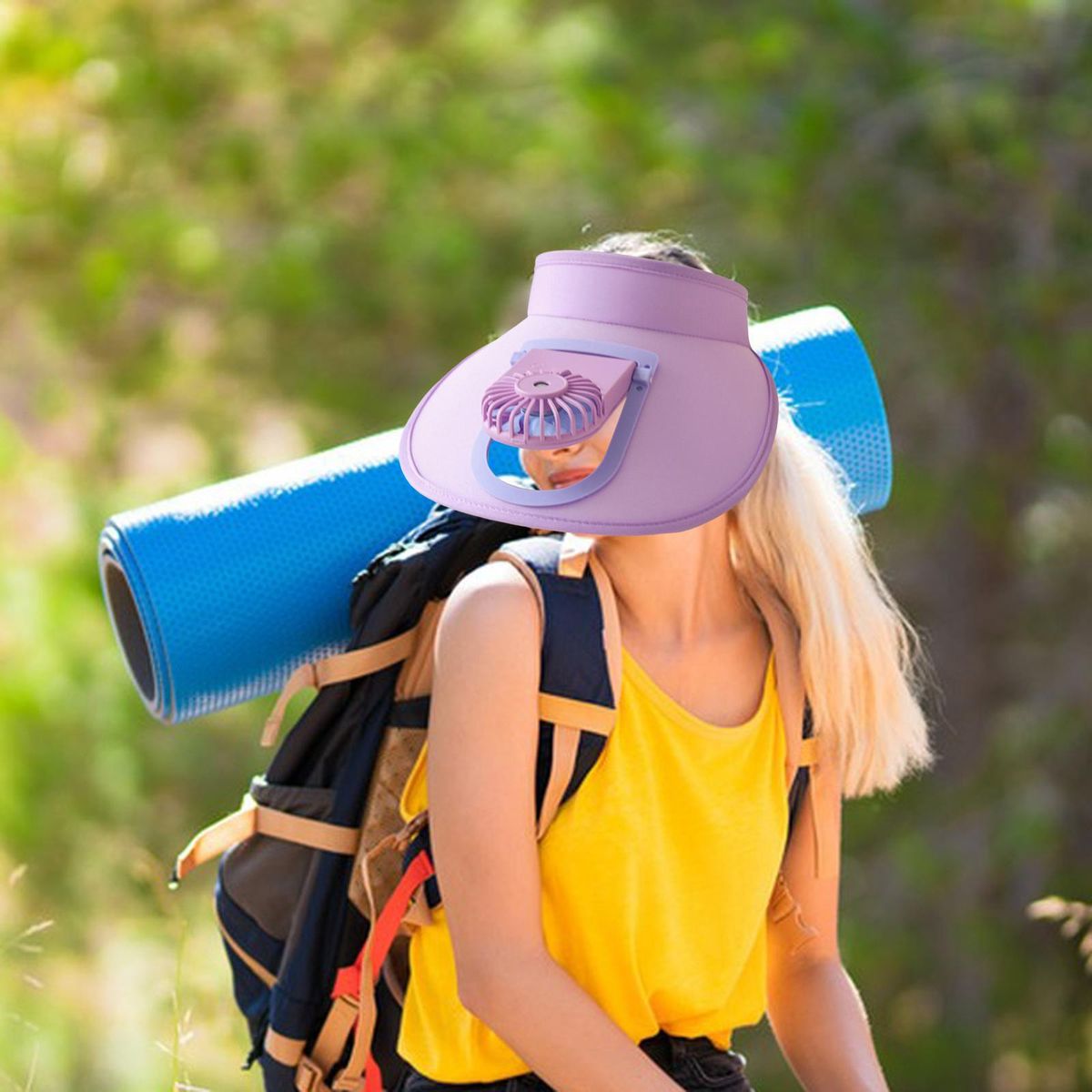 Sun Visor Hat With Fan 3 Speeds Electric Fan Visor Violet