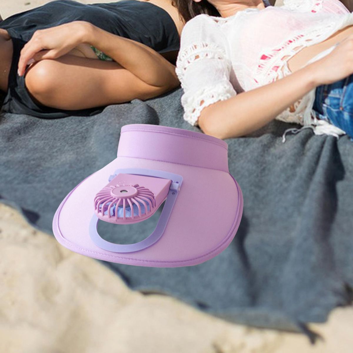Sun Visor Hat With Fan 3 Speeds Electric Fan Visor Violet