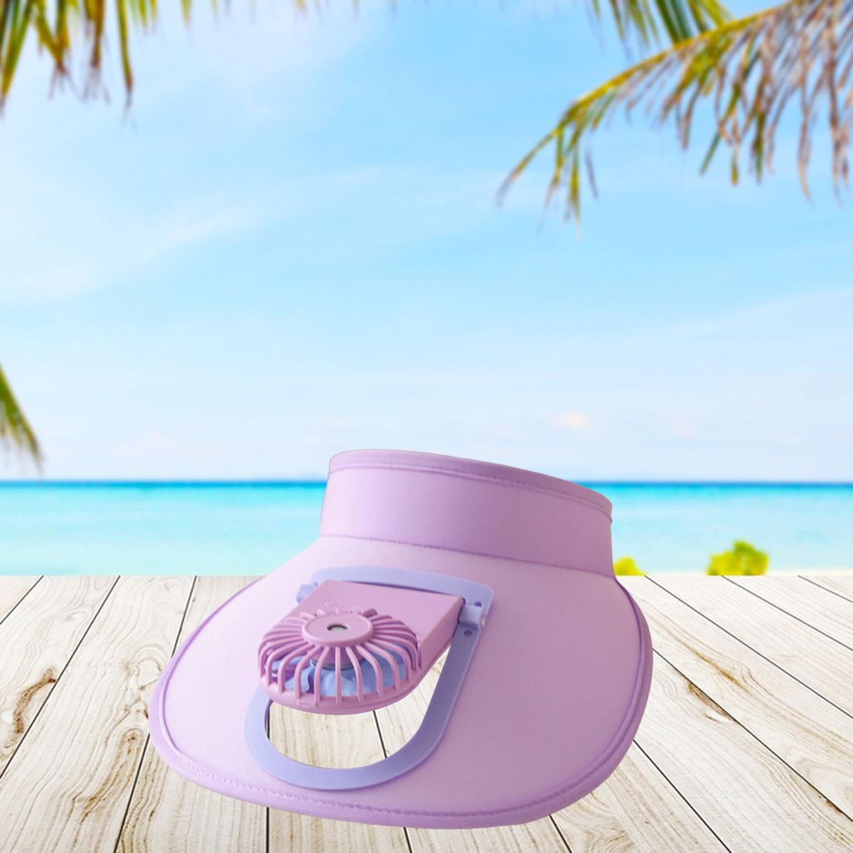 Sun Visor Hat With Fan 3 Speeds Electric Fan Visor Violet