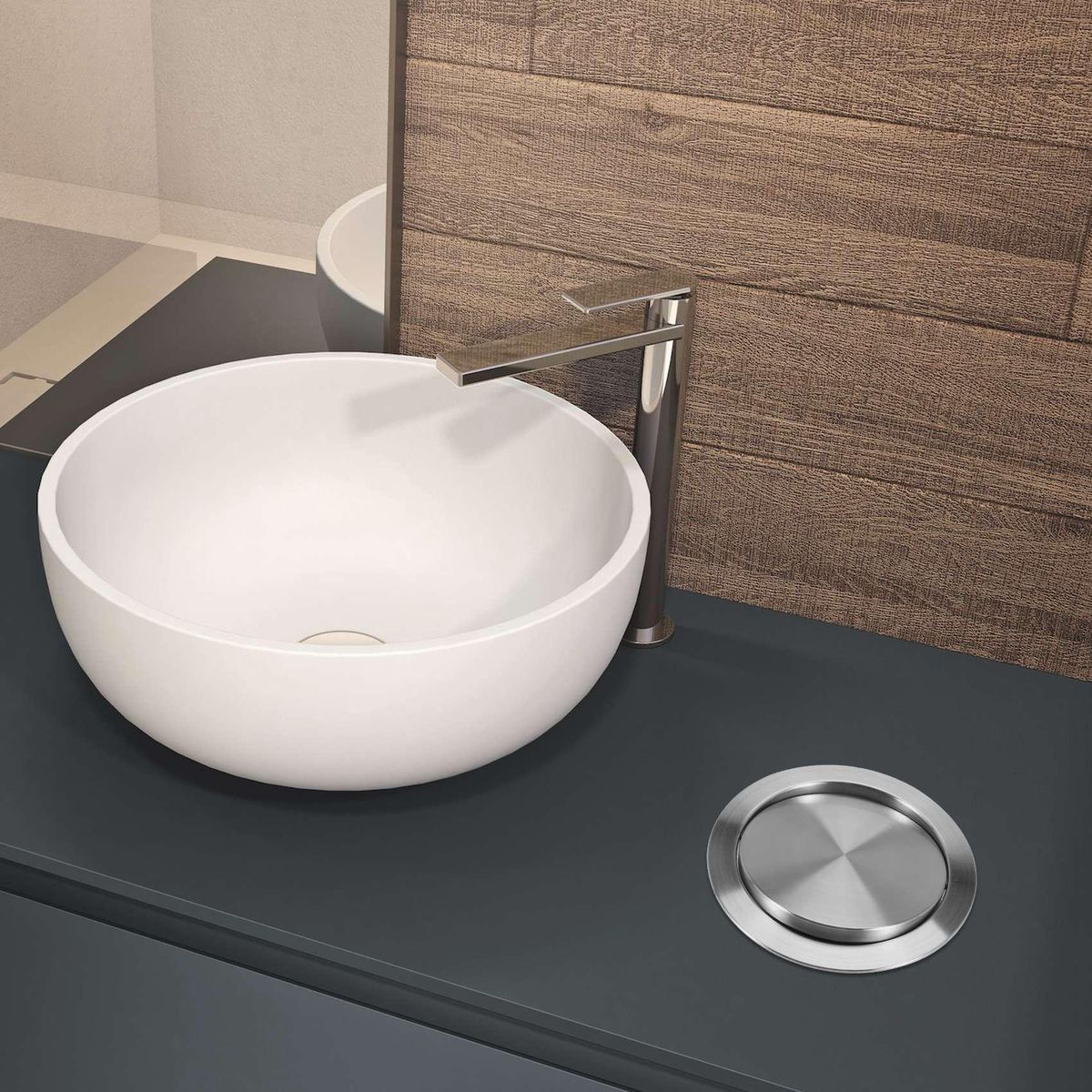 Stainless Steel Garbage Flap Lid Trash Bin Cover Built-in Balance Swing Flap Garbage Lid for Kitchen Counter Top D
