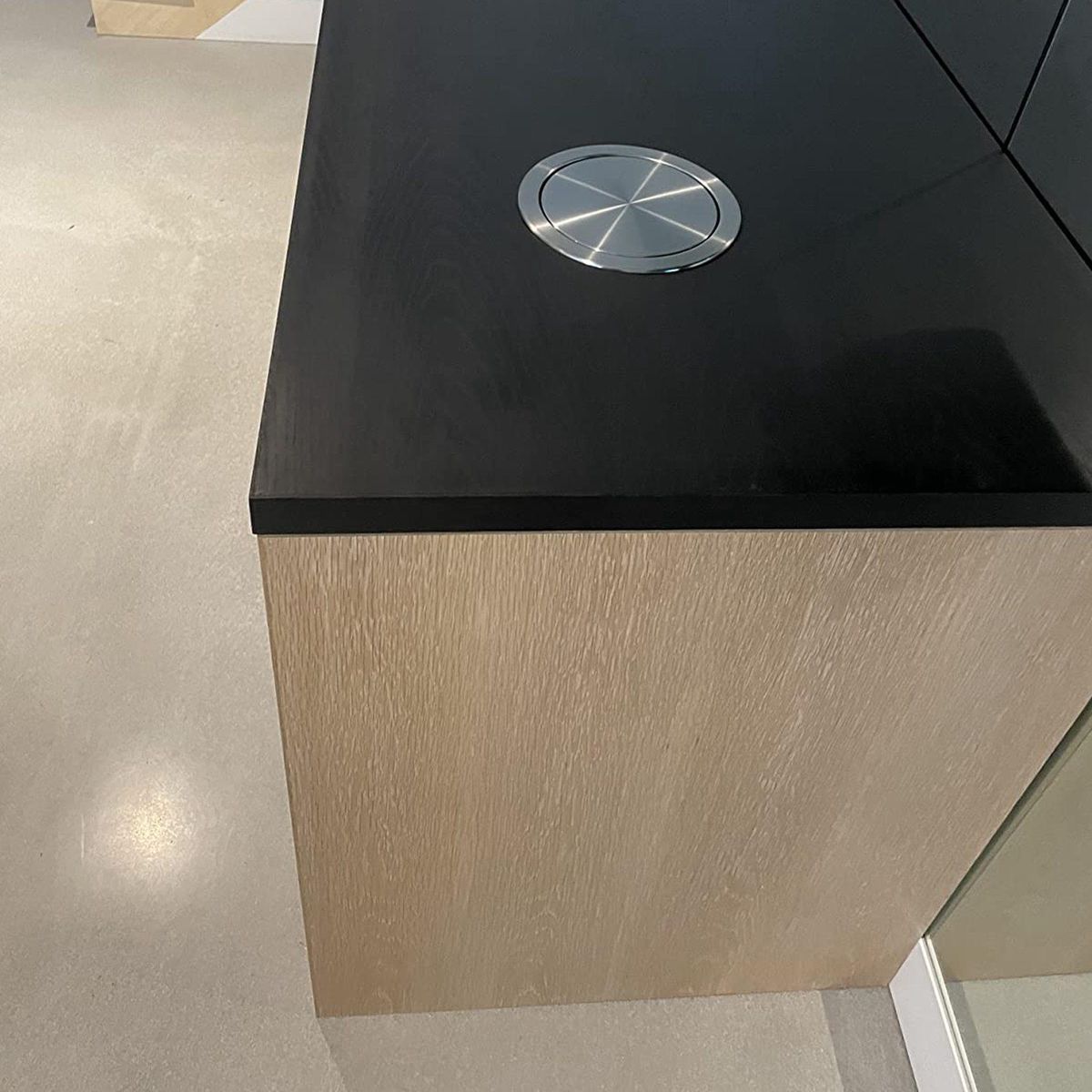Stainless Steel Garbage Flap Lid Trash Bin Cover Built-in Balance Swing Flap Garbage Lid for Kitchen Counter Top D