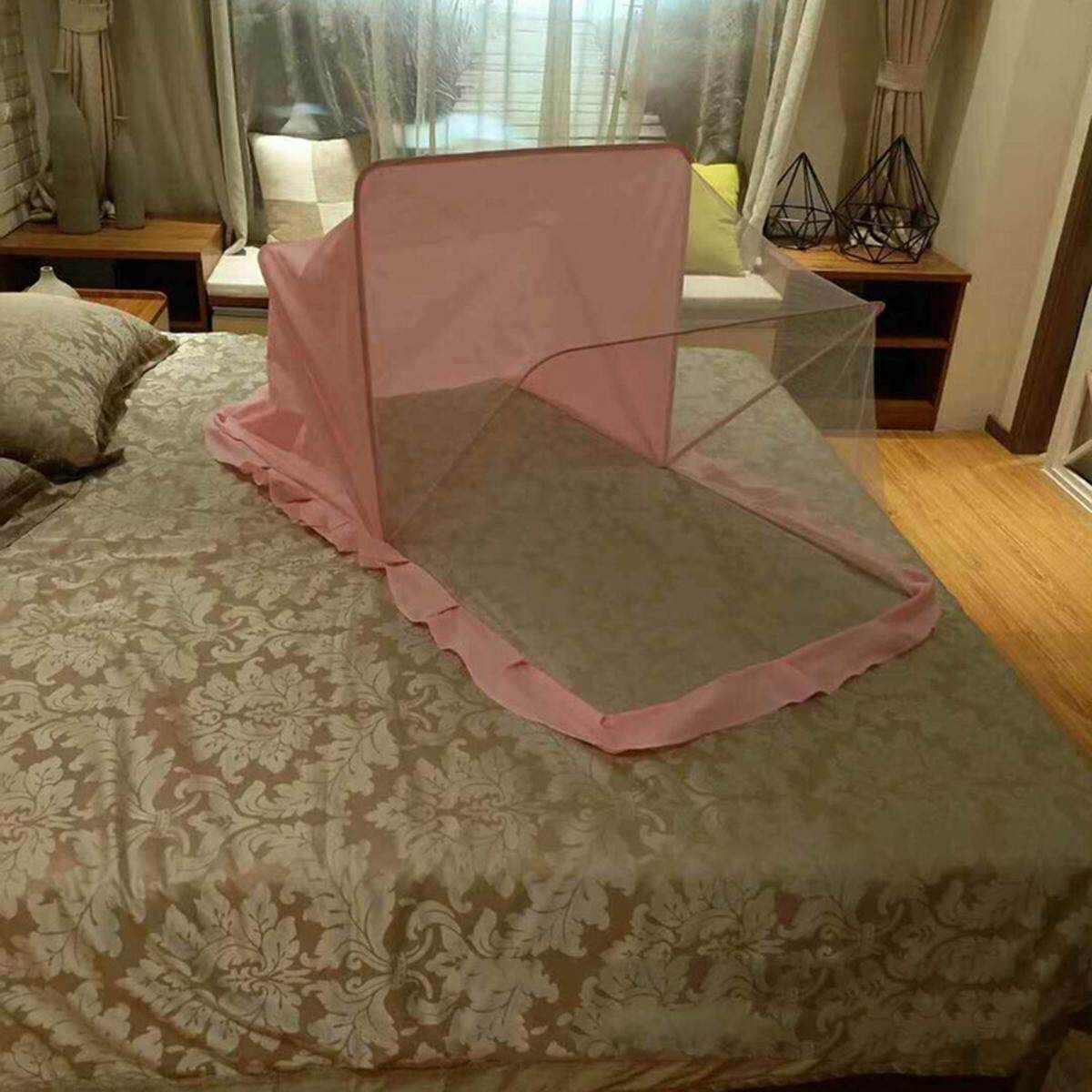 Folding 0-3 Years Baby Bed Tent Crib Mattress Portable Foldable Mosquito Insect Net Newborn Bedroom Travel Bed Baby Bed Pink